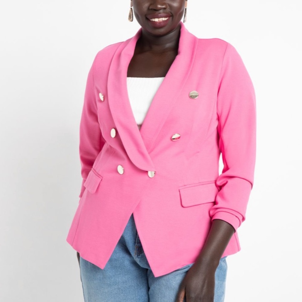 Eloquii Pink Double Breasted Blazer